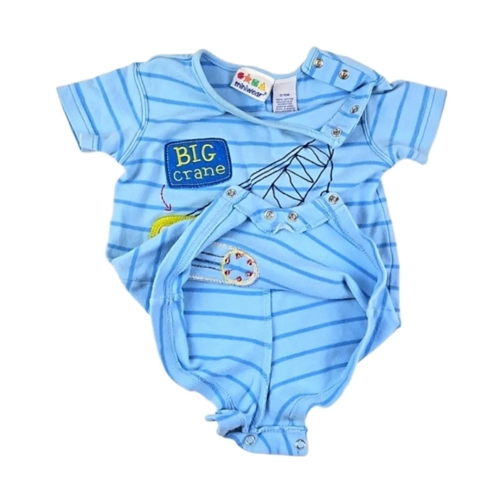 Vintage 100% Cotton Baby Infant One Piece Jumpsuit Light Blue 3-6M 3 Mos 6 Mos